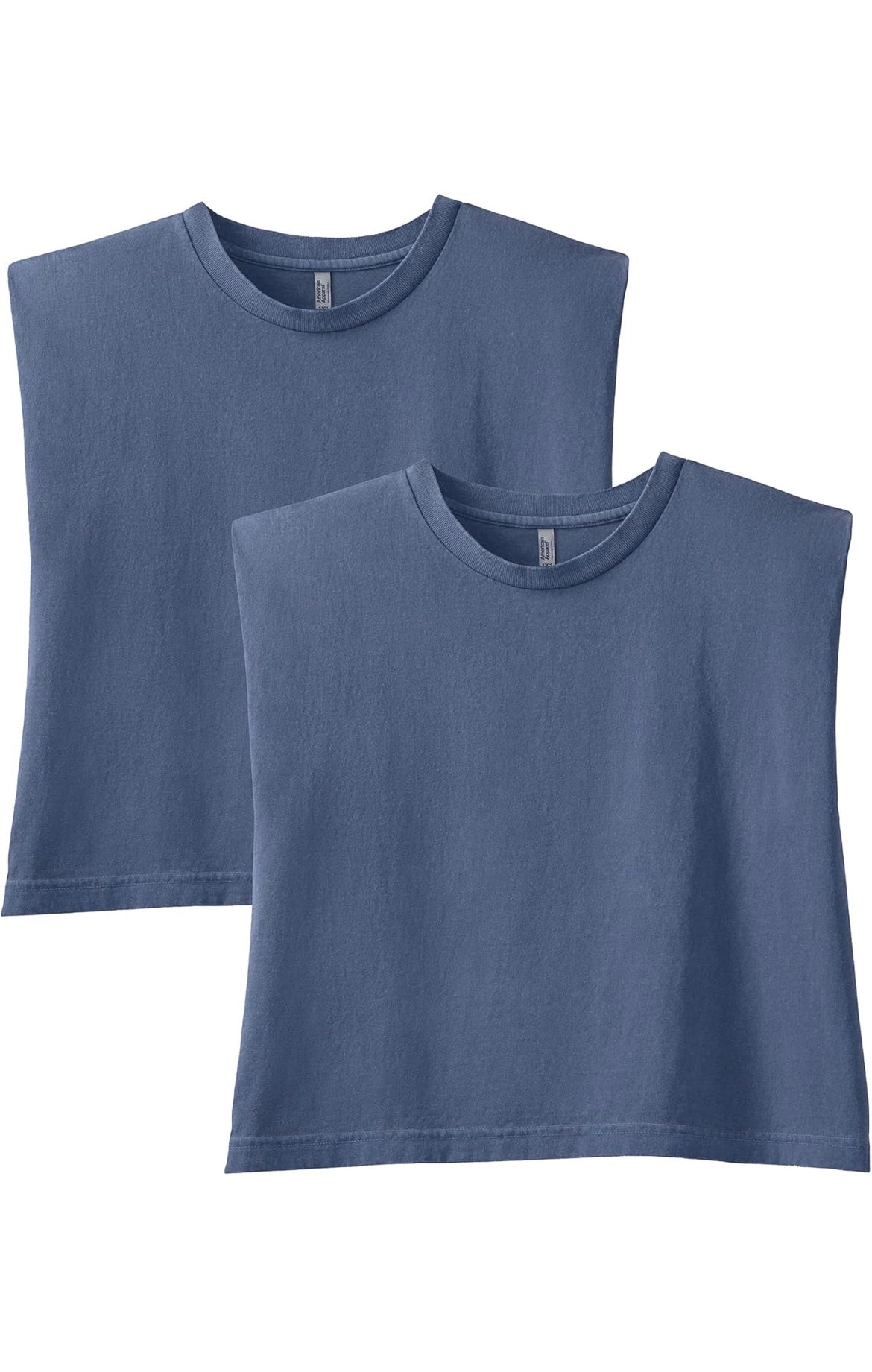American Apparel Women's Heavyweight Cotton, Boxy, Cropped, and Garment Dyed Muscle T-Shirt (2 - Pack)
