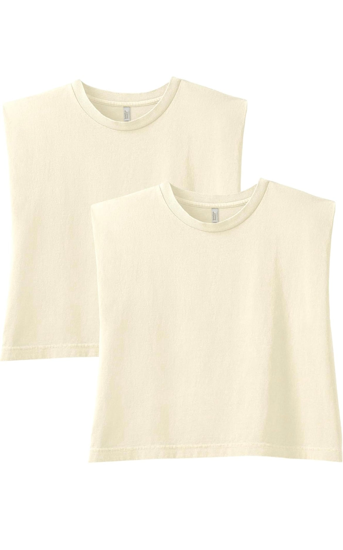 American Apparel Women's Heavyweight Cotton, Boxy, Cropped, and Garment Dyed Muscle T-Shirt (2 - Pack)